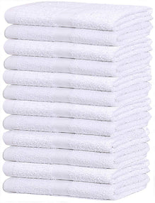 12 Pack Economy 100% Cotton Bath towels 24X48 White for Hotel/Motel, Large  GYM Towels, Salon Towels