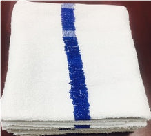 POOL TOWEL 30x60 WHITE W/BLUE PLUNGE STRIPE 12lb 100% COTTON 24/CS