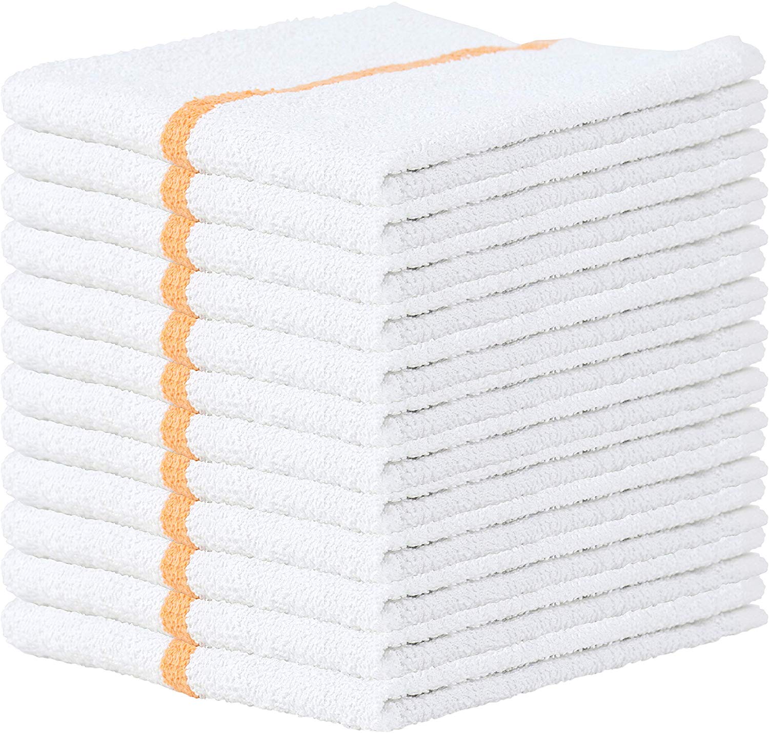 12 Pack of Qwick Wick (16 x 19) Terry Towels -For Cleaning/Bar Mop - Gold Stripe